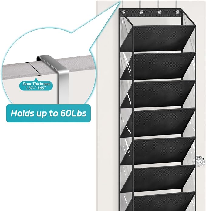 AOODA 10 Tier Clear Over the Door Shoe Organizer Storage, Deep Pockets Large Hanging Shoe Rack for Closet Door, Fit 20 Pairs Shoe Holder Hanger for Sneakers, Boots (Black) - Image 6