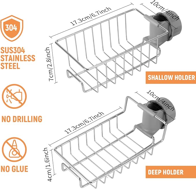Clawfoot Tub Caddy(Shower Rod Not Included) - Stainless Steel Shower Shelves and Soap Caddy - Image 2