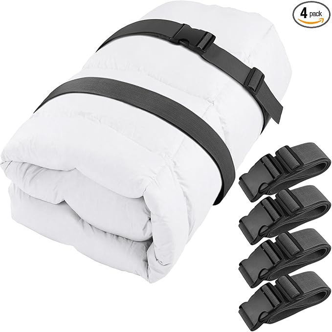 4 Pcs Mattress Topper Straps Adjustable with Buckles Memory Foam Mattress Mattress Packing for Storage and Moving Dark Grey (60''x2'')