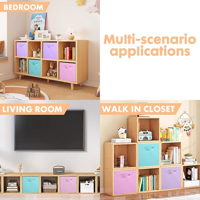 ShellKingdom Storage Bins, Foldable Fabric Storage Cubes And Cloth Storage Organizer Drawer For Closet And Toys Storage, 6 Pack (Lavender+Light Blue+Pink) - Image 5