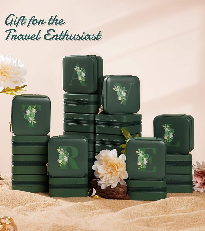 Enthralite Travel Jewelry Box for Gift: Traveling Jewelry Case for Girls Women - Mini Organizer for Necklaces Earrings Green S - Image 2