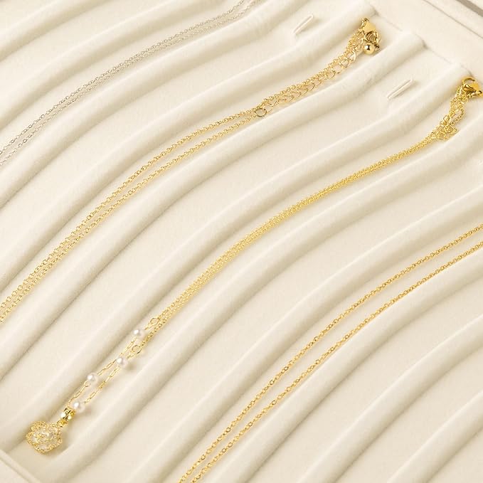 Frebeauty 15 Hooks Necklace Tray Velvet Neckalce Organizer with Clear Lid Lockable Necklace Holder Box Jewelry Organizer for Pendants Chains Necklace Jeweley Tray for Women Girls(Beige) - Image 6