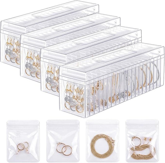 Kenning 84 Pcs Acrylic Jewelry Case Organizer, Clear Jewelry Organizers Holder with Portable Anti Tarnish Storage Bags for Rings, Earrings, Necklaces, Ideal Gifts for Women (Clear) by Kenning