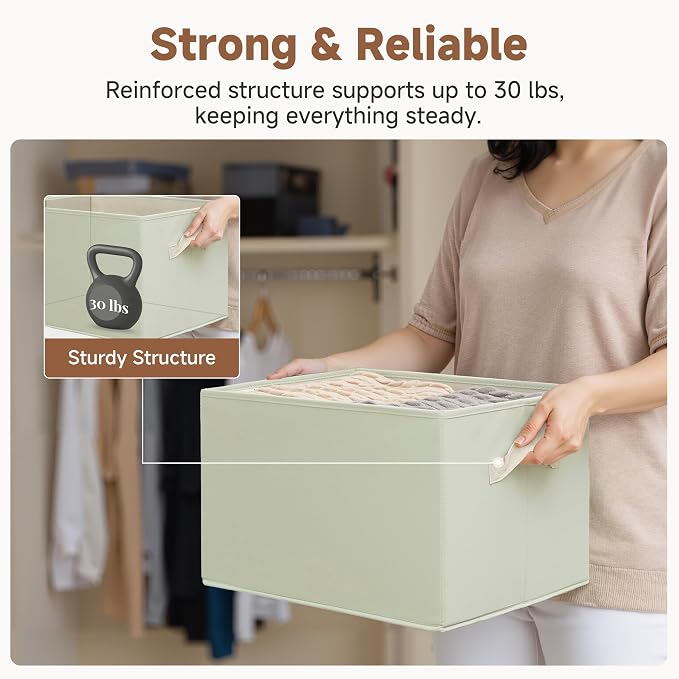 StorageWorks Storage Basket for Shelves, Closet Organizers and Storage Baskets, Organization and Storage Bins for Closet, Fabric Organizer Bins for Clothes Storage, Light Green, Extra Large, 3-Pack - Image 7