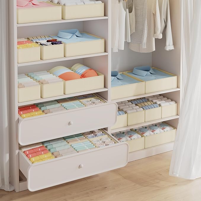 DIMJ Drawer Organizer Clothes Storage- 18 Pack Baby Dresser Organizer for Nursery, Foldable Closet Drawer Organizer Bins for Bedroom Organization, Fabric Storage Dividers for Socks, Underwears, Bras - Image 4