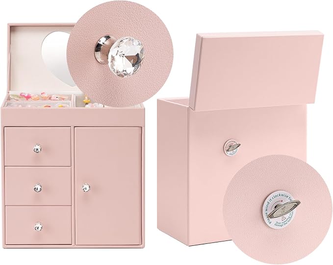 Vlando Musical Jewelry Box with Spinning Ballerina, Girls’ Jewelry Organizer for Necklaces Rings and Hair Accessories, Gift for Girls and Kids, Pink - Image 2