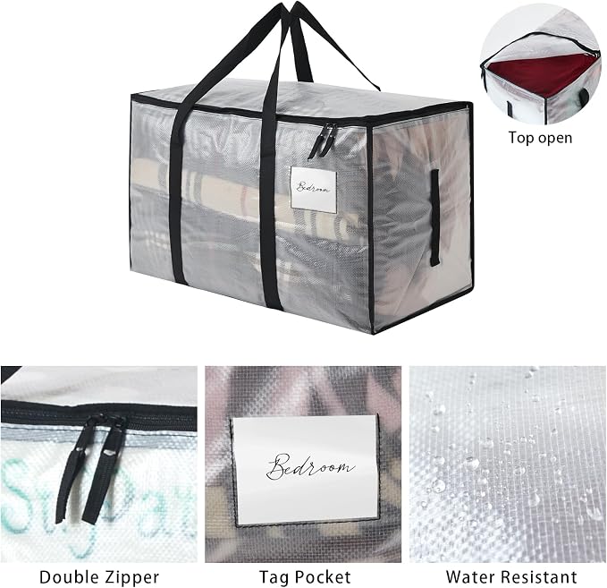 2 Pack Heavy Duty 93L (24.5 Gallon) Stackable Plastic Storage Bins with Lids, Clear Totes – For Home Organization and Storage, Sturdy and Reusable Alternative to Moving Bags - Image 2