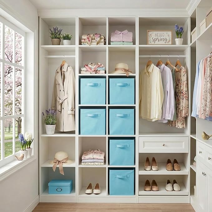 Shellkingdom Storage Bins, Foldable Fabric Storage Cubes And Cloth Storage Organizer Drawer For Closet And Toys Storage,2 Pack（Light Blue） - Image 2