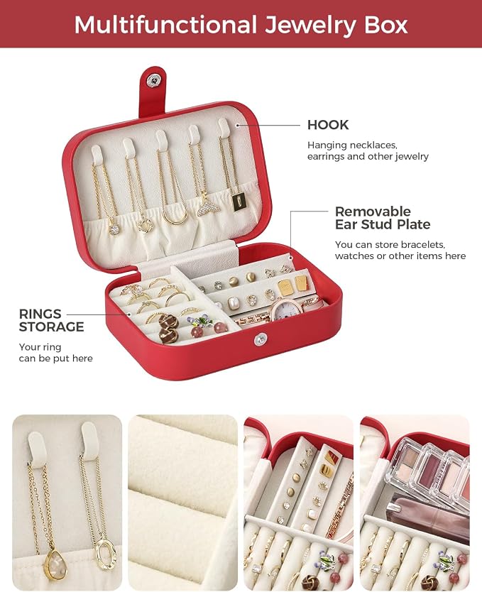 CASEGRACE Jewelry Box For Women Portable Travel Jewelry Case for Necklace Earring Rings Jewelry Holder Case Gift Box Girls - Image 5
