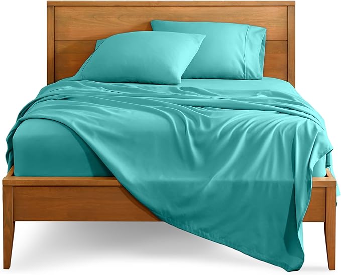 Bare Home Full XL Sheet Set - 1800 Ultra-Soft Microfiber Full Extra Long Bed Sheets - Double Brushed - Deep Pockets - Easy Fit - 4 Piece Set - Bedding Sheets & Pillowcases (Full XL, Turquoise)