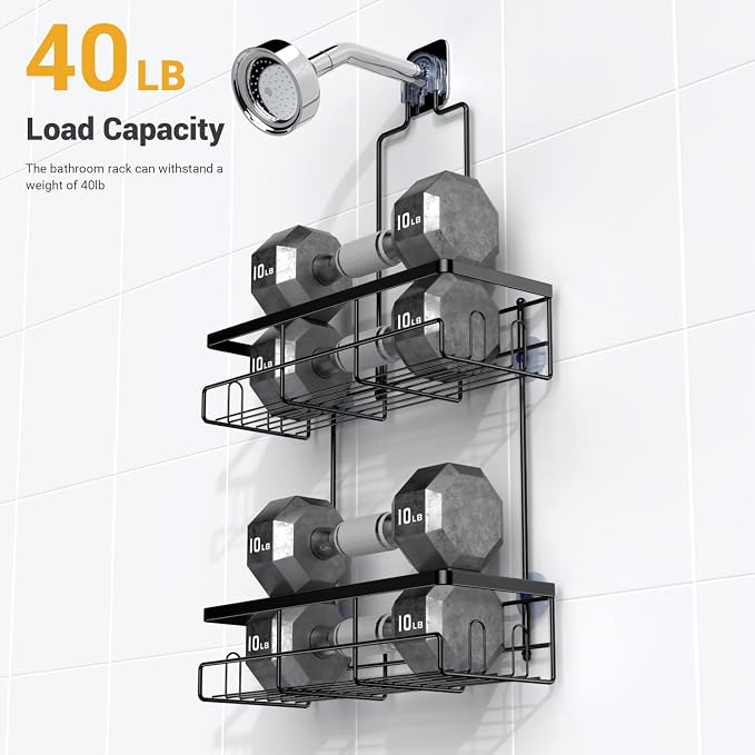 AKTECKE Shower Caddy Hanging Bathroom Organizer: Rustproof Shelf for Inside Shower - No Drilling Racks Over Showerhead - Bath Shelves for Shampoo Soap - Image 4