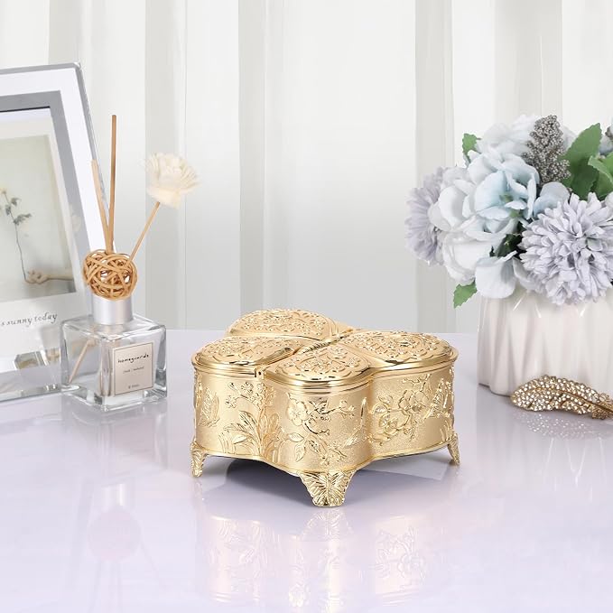 Hipiwe Jewelry Box Vintage Treasure Chest Butterfly Shape Decorative Keepsake Holder for Necklace Ring Earrings Storage Organizer Gift for Woman, Large - Image 6