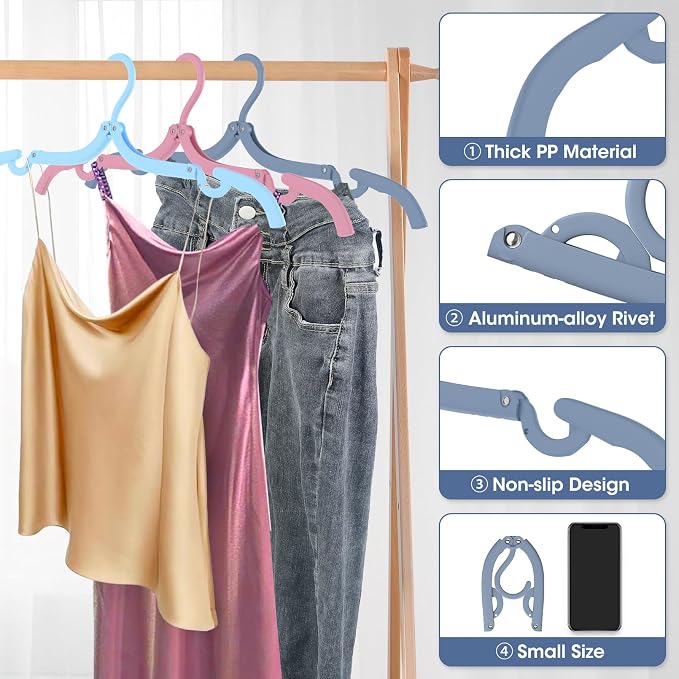 40 Pcs Travel Hangers Portable Foldable Travel Hanger Organizer, Plastic Cruise Essentials Clothes Drying Rack Folding Hangers for Camping Flying RV Europe Vacation Essentials Suitcase, Multi - Image 5