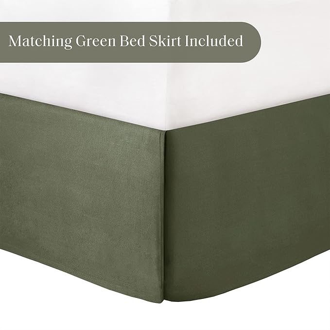 Madison Park Vintage Floral Reversible Comforters King Size Bed, All Season, Down Alternative Bedding Comforter, Bedskirt, Pillows, Shams, Salara, Queen Green 7 Piece | Reversible