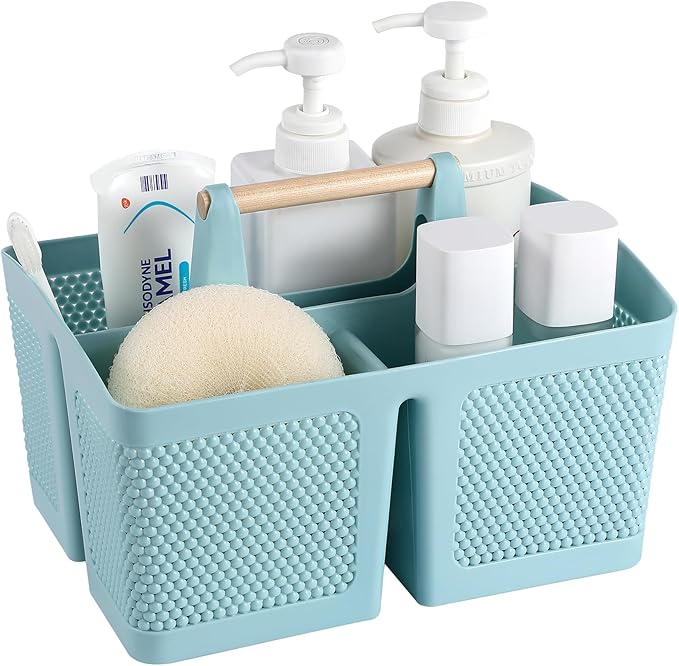 rejomiik Portable Shower Caddy Basket Plastic Cleaning Caddy Organizer Storage Tote with Handle for Bathroom, College, Dorm Room Essentials, Blue by rejomiik