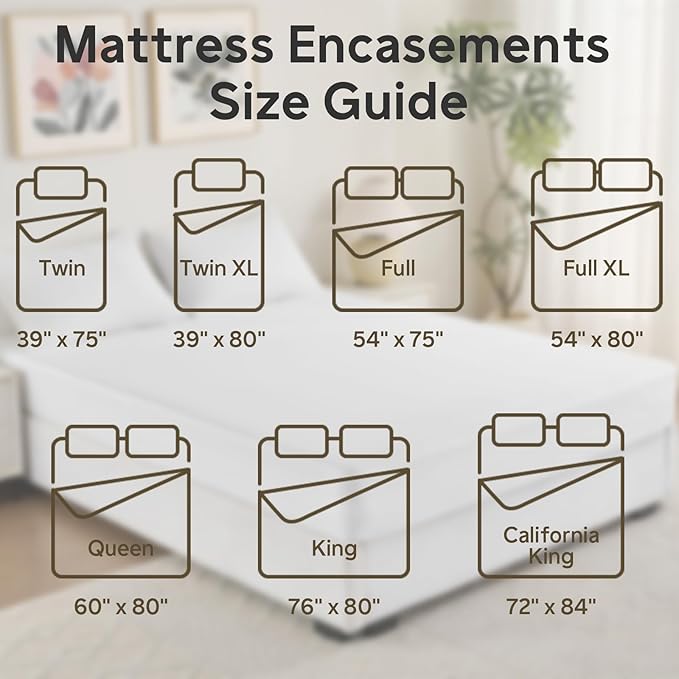 California King Mattress Protector Waterproof (12’’-16” Depth) – Zippered Mattress Encasement Bed Cover, Premium Six-Sided Mattress Cover for Bed,Noiseless Breathable Machine Washable, White
