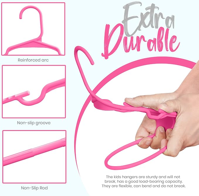 Utopia Home 20 Pack Kids Hangers - 11.5 Inch Plastic Baby Hangers for Closet - Childrens Hangers for Clothes & Infant Hangers for Closet - Ideal for Everyday Standard Use (Pink) - Image 4