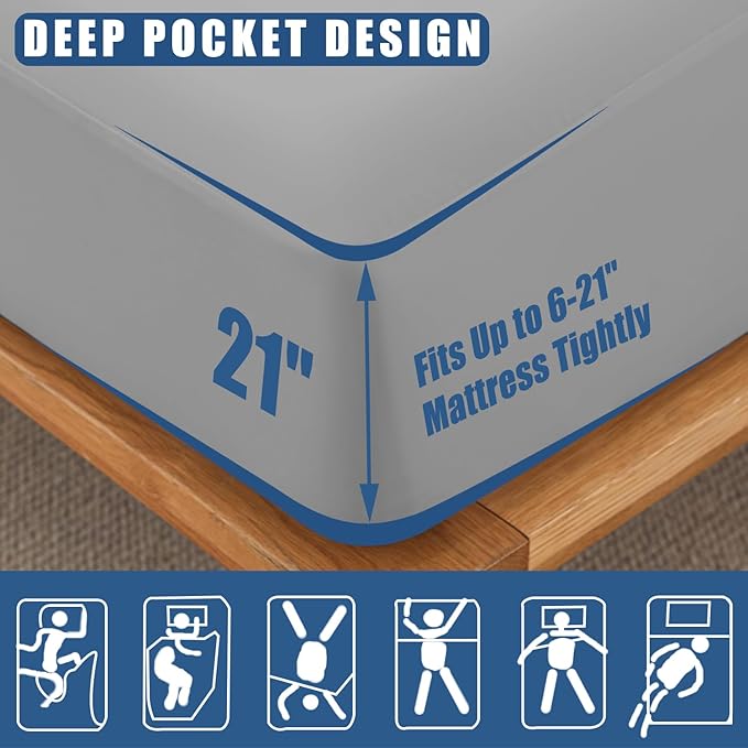Waterproof Mattress Protector Twin XL Size, Breathable Mattress Cover, Fitted Deep Pocket Mattress Pad Cover Stretches up to 21 Inches, Soft Noiseless Bed Cover
