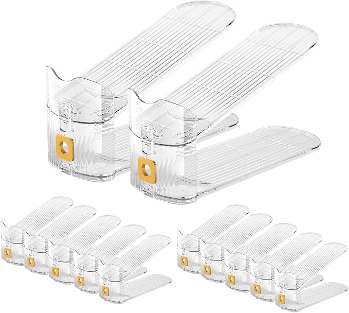 CiBiZi Clear Shoe Slots Organizers 12Pack Shoe Stacker Organizer for Closet Shoe Stackers for a Pair of Shoes Shoe Display Shelf Shoe Rack Holders Space Saver Organizador de Zapatos (Clear) by CiBiZiUS