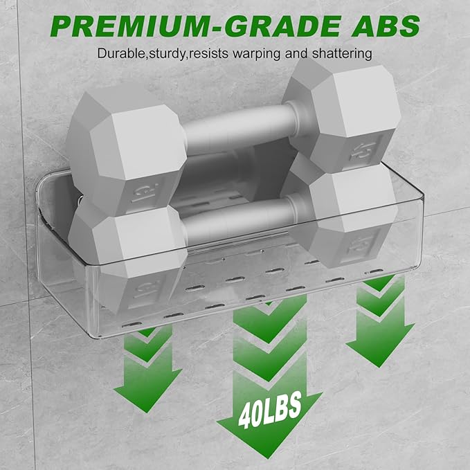 Adhesive Shower Caddy 6 Pack Rustproof Shower Shelves for Inside Shower No Drilling Bathroom Organizers and Storage & Home Décor & Kitchen Large Rack with Soap Holder Clear (clear) - Image 5