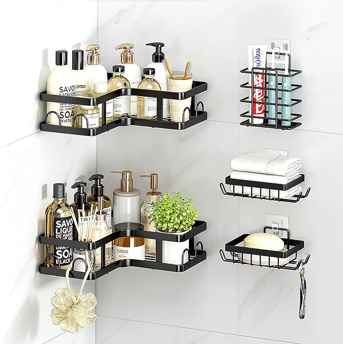 14 Pack Shower Caddy Replacement, Strong Adhesive Flat Hooks, Clear Waterproof Shower Shelf Strips for No Drilling Bathroom Storage Shelves, Soap Holder, and Kitchen Racks - Image 7