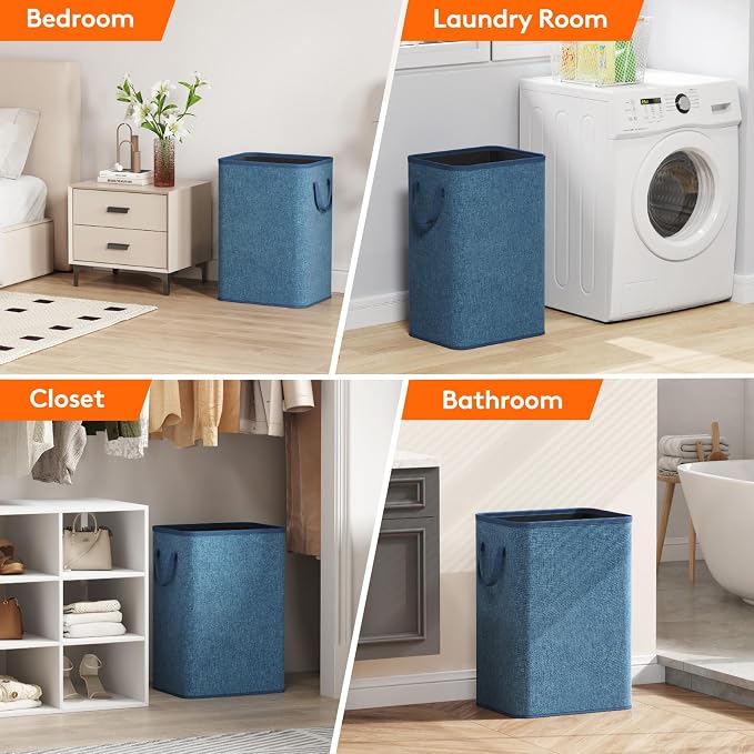Lifewit 80L Large Tall Laundry Hamper, Collapsible Laundry Basket with Handles, Foldable Clothes Hampers for Laundry, Portable Dirty Clothes Hamper for Dorm College Bedroom Bathroom, Dark Blue - Image 8