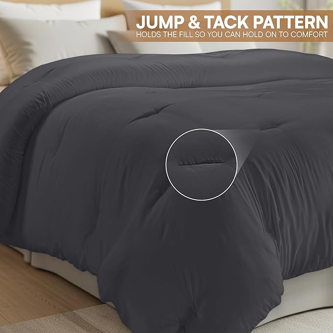 Utopia Bedding Comforters Twin Size, All Season Duvet Insert, Down Alternative Twin Comforter with Corner Tabs, Machine Washable Bed Comforter 64 x 88 Inches (Grey)