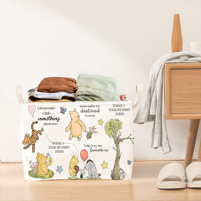 Winnie Storage Basket, The Pooh Nursery Baby Stuff, Winnie Nursery Storage Baske Storage Basket With A Waterproof PE Coating, Foldable Large Canvas Laundry Hamper Suitable For Bathroom and Bedroom - Image 6