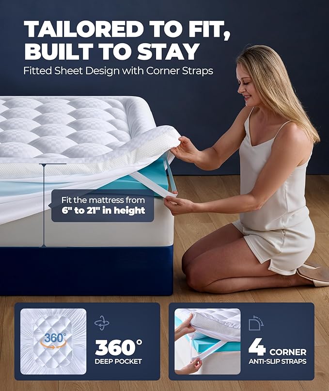 5 Inch Mega Support Memory Foam Twin XL Mattress Topper for Pressure Relief, Dual Layer 2.5" Pillow Top Mattress Topper Twin XL Plus 2.5" Cooling Gel Infused Memory Foam Mattress Pad