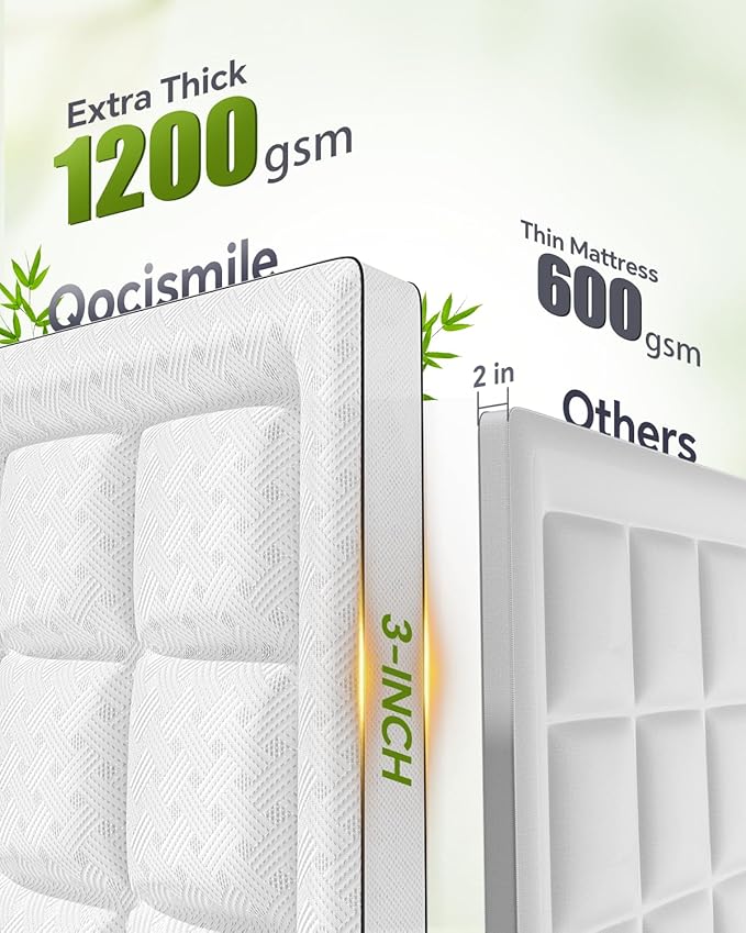 3 Inch Mattress Topper Full,Pillow Top Mattress Topper with Bamboo Rayon Cover,Breathable Mesh Side Mattress Pad,21" Deep Pocket,Soft Support for Full Size Memory Foam Mattress Bed Topper
