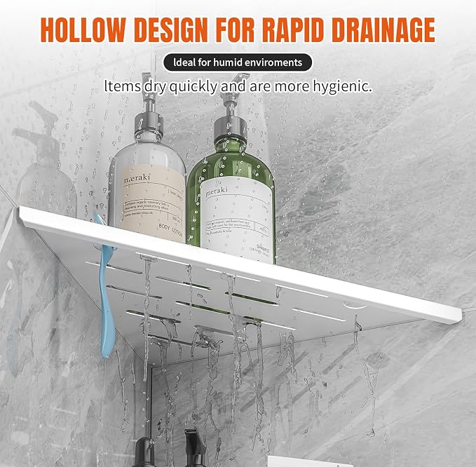 Corner Shower Shelf with Razor Hole, Rustproof Stainless Steel Shower Organizer, No Drilling Tile Shower Shelves, Modern Bathroom Shelf for Tile Wall, Grout in Shelf for Bathroom 2-Pack, 10" - Image 5