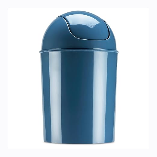 Umbra 1.25 Gallon Mini Waste Can with Removable Swing-Top Lid - Small Garbage Bin for Kitchen, Bathroom, Bedroom, Office - Compact Trash Can Fit Under Tables & Counters - Blue - Image 7