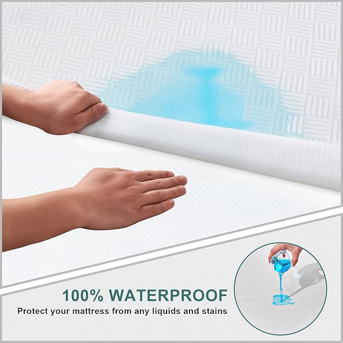 Waterproof Mattress Protector Full, Breathable 3D Air Fabric Mattress Cover, Noiseless Mattress Pad Cover Fits Up to 18'' Deep Pocket Mattress, Machine Washable (White, 54'' X 76'')