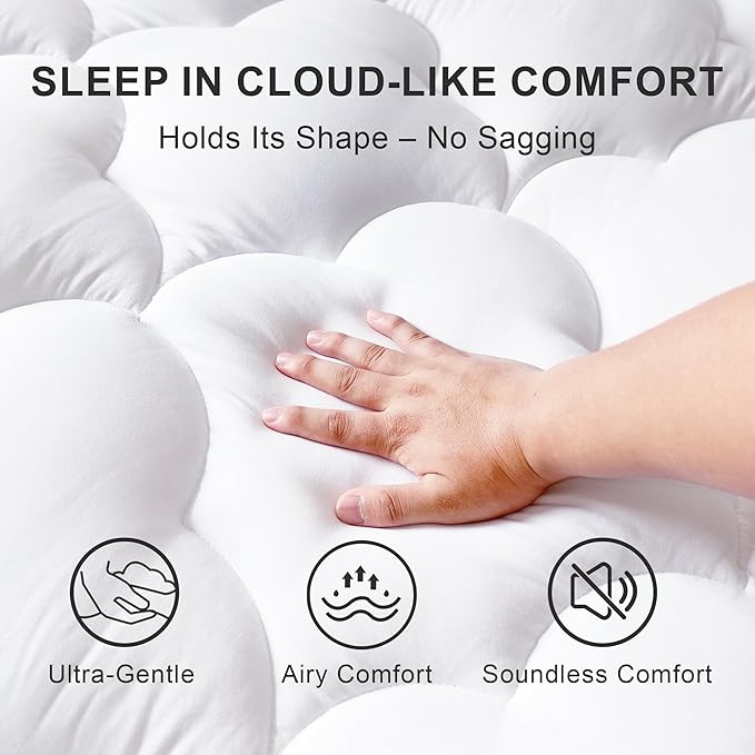 Mattress Topper Twin Size Pillow Top - Extra Thick Padded Mattress Pad & Protector, Breathable Fitted Deep Pocket 8-21, Ultra Soft & Supportive