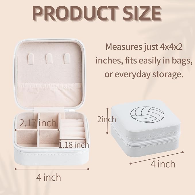 6-Pack Volleyball Portable Jewelry Box for Team Travel White Sport Jewelry Case Bulk Gifts for Volleyball Team Athletes & Sports Enthusiasts Christmas Events & Milestones - Image 2