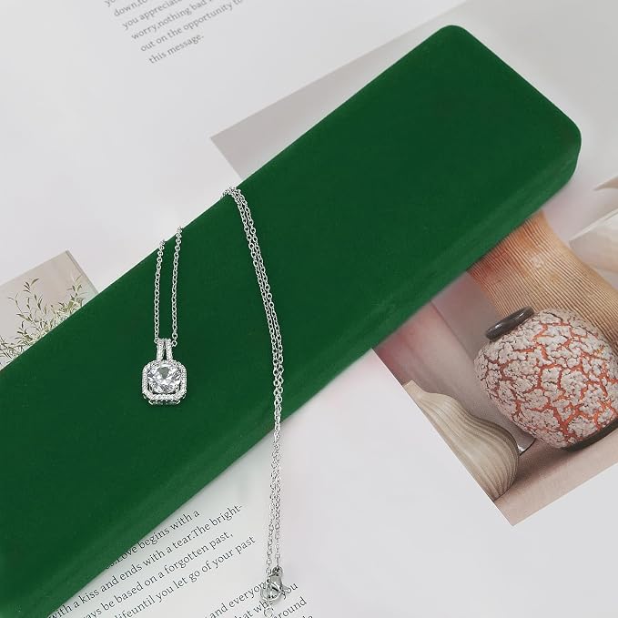 KUKUVR 2 Pieces Metal Velvet Necklace Bracelet Gift Box, Soft Lining Bracelet Pendant Long Chain Organizer Holder Display Case for Wedding Engagement Birthday Anniversary (Green) - Image 5