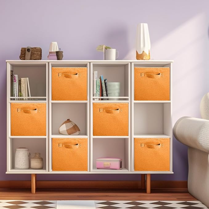 ShellKingdom Foldable Fabric Storage Cubes and Cloth Organizer Drawer for Closet and Toys, 6 Pack (Orange) - Image 3