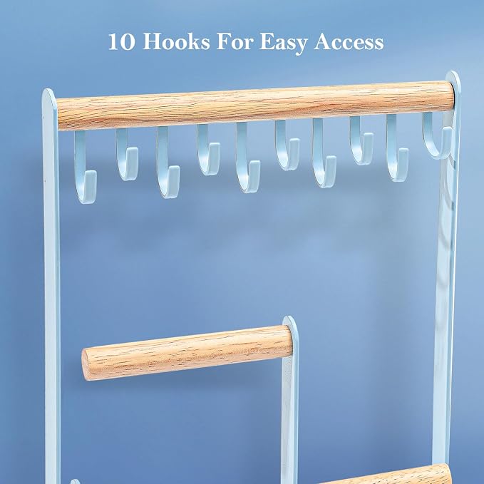 ProCase Cute Jewelry Stand, Aesthetic Jewelry Organizer for Dresser Vanity, Jewelry Holder Display for Necklaces Earrings, Gifts for Teen Girls Women, Bedroom Dorm Decor -Medium, Blue - Image 6