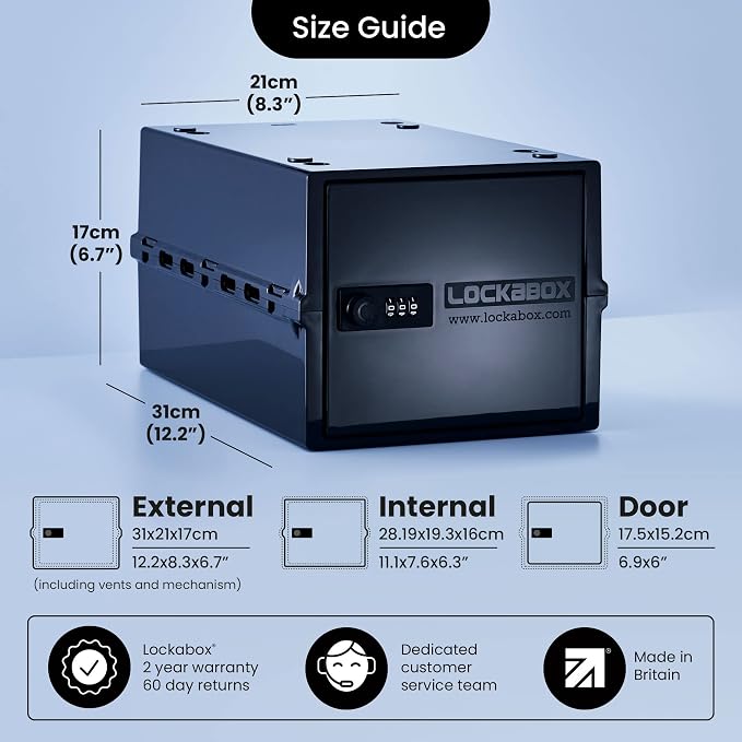 Lockabox One™ | Compact and Hygienic Lockable Storage Box for Food, Medicines, Tech and Home Safety | One Size 12 x 8 x 6.6 inches externally (Jet) - Image 4