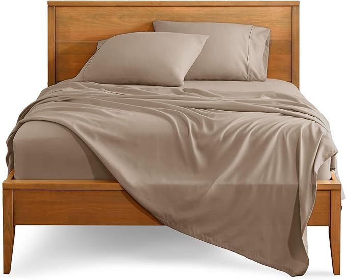 Bare Home Full XL Sheet Set - 1800 Ultra-Soft Microfiber Full Extra Long Bed Sheets - Double Brushed - Deep Pockets - Easy Fit - 4 Piece Set - Bedding Sheets & Pillowcases (Full XL, Pebble)