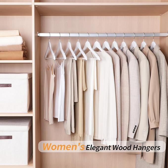 Amazon Basics Durable Wooden Clothes Hangers,White,(Pack of 80) - Image 5