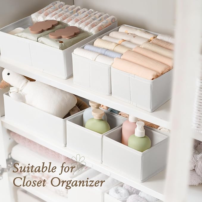 Criusia Drawer Organizers 18-Piece Set, Dresser Organizer for Baby Clothes, Foldable Closet Storage & Drawer Dividers for Underwear, Socks, Nursery, White - Image 6