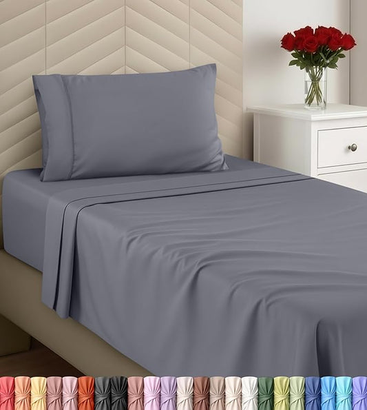 Utopia Bedding Twin XL Size 3 Piece Sheet Set - Brushed Microfiber - Soft Bed Sheets for Twin XL Bed - Includes 1 Fitted, 1 Flat, & 1 Pillow Case - Deep Pocket (Grey)