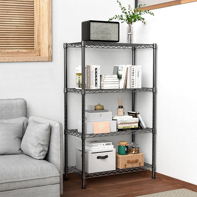 M MZG 1000 lbs Storage Shelving Steel Heavy Duty 4-Tier Utility Shelving Unit Steel Organizer Wire Rack for Home,Kitchen,Office (13.7" D x 29.5" W x 47.2" H) - Image 2