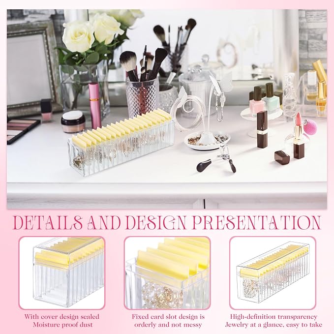 Kenning 21 Pcs Acrylic Jewelry Case Organizer, Clear Jewelry Organizers Holder with Portable Anti Tarnish Storage Bags for Rings, Earrings, Necklaces, Ideal Gifts for Women (Yellow) - Image 3