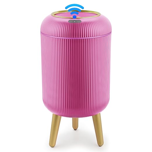 Pukomc Smart Sensor Wastebasket, Convenient and Hygienic Easy to Use, Technology Sensor Waterproof Wastebasket Plastic Trash can for Kitchen, Bathroom, Bedroom, Living Room, Office and Outdoor Pink by Pukomc