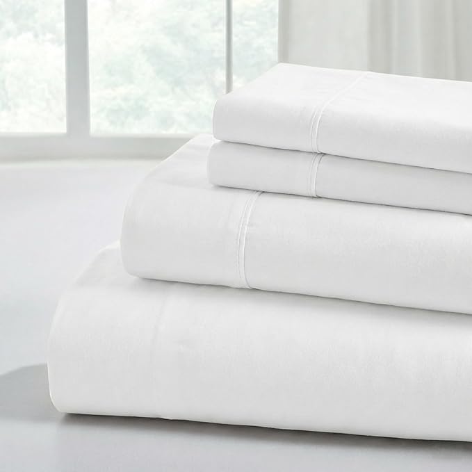 Modern Threads Soft Microfiber Solid Sheets - Luxurious Microfiber Bed Sheets - Includes Flat Sheet, Fitted Sheet with Deep Pockets, & Pillowcases White California King