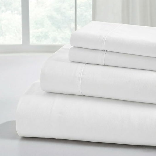Modern Threads Soft Microfiber Solid Sheets - Luxurious Microfiber Bed Sheets - Includes Flat Sheet, Fitted Sheet with Deep Pockets, & Pillowcases White Queen