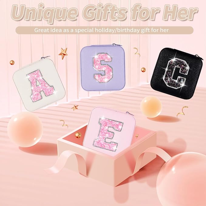 Uygafly Initials Travel Jewelry Case - Bridesmaid Gifts Wedding Day,Bridesmaid Proposal Gift,Bridal Shower Gifts,Maid of Honor Gifts,Bachelorette Party Decorations Favors | Cream,B - Image 7