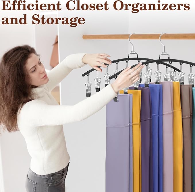 4 Pack Closet Organizers and Storage for Legging, Ginyoyo Metal Gym Clothes Legging Organizer w/40 Clips Holds 40 Leggings, Hangers Space Saving, Room Organization Essentials, Black - Image 6